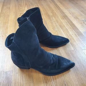 Antelope Danuta Leather Booties Sz 6.5 - 7 EU 37 Boots Black Ruched NEW